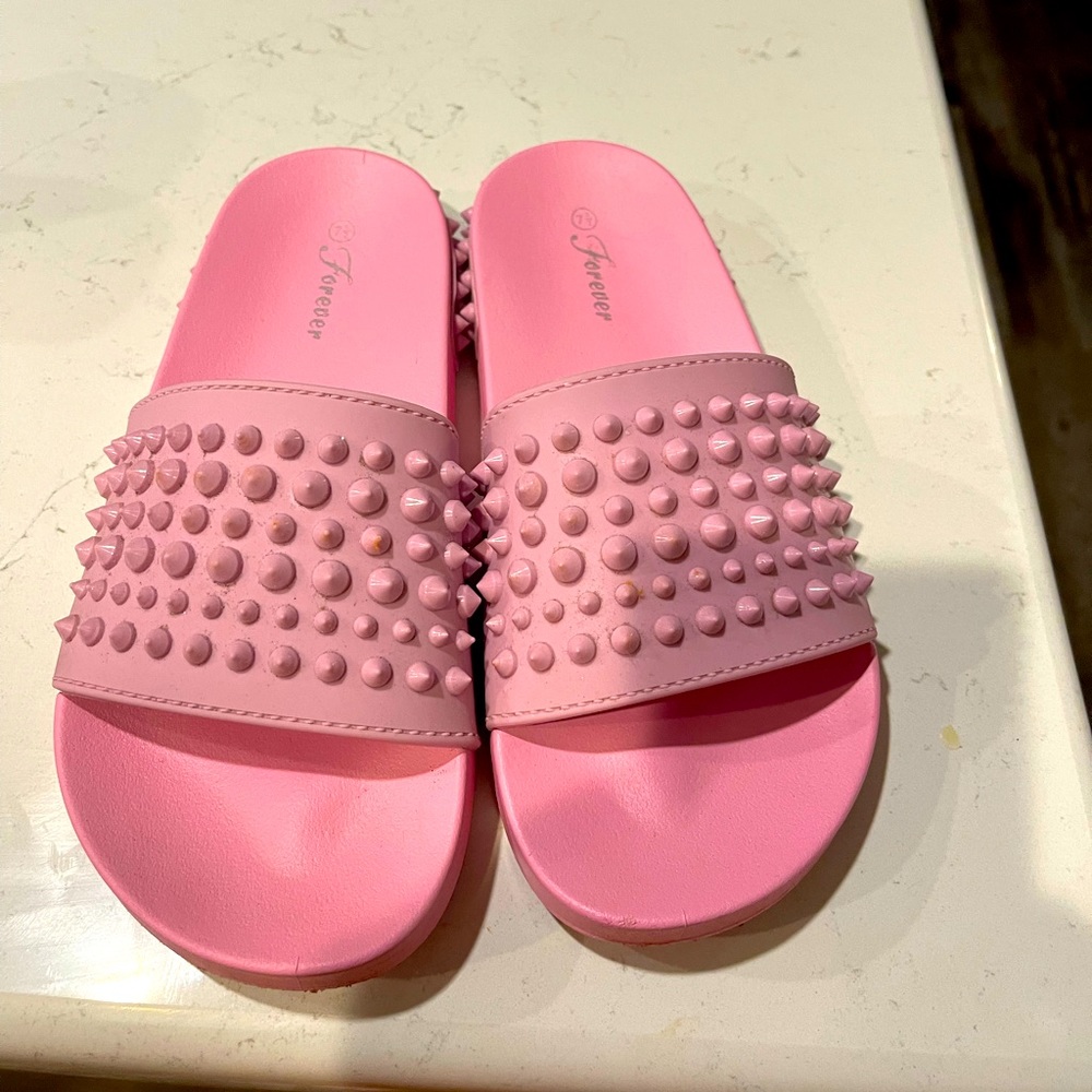 Pink stud slides